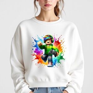 Level Up! Neon Splatter Gamer Sweatshirt Legos colorful tee S M L XL funny